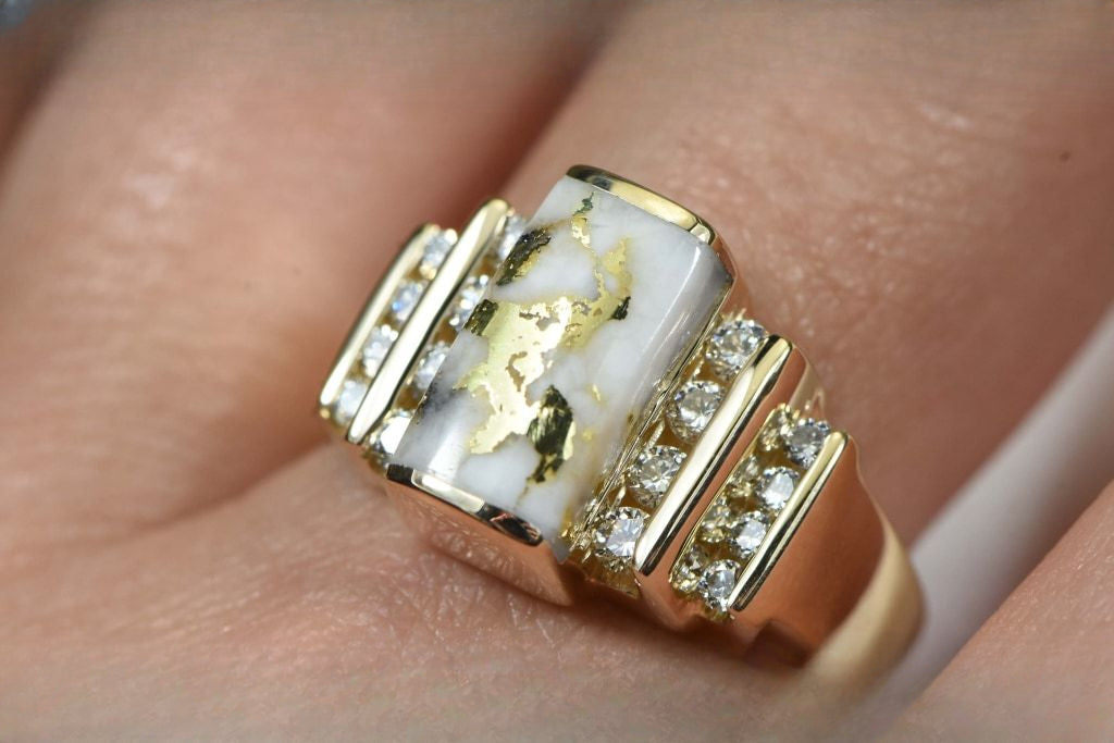 Gold Quartz Ring "Orocal" RL639D48Q Genuine Hand Crafted Jewelry - 14K Gold Casting