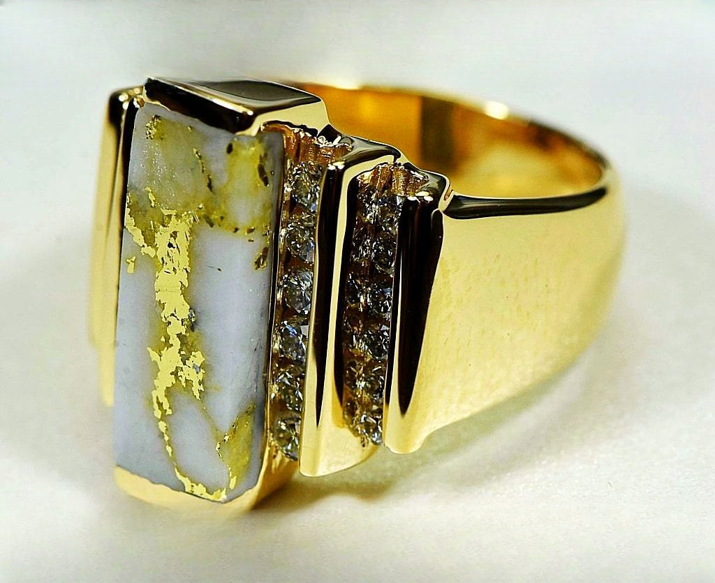 Gold Quartz Ring "Orocal" RL639LD80Q Genuine Hand Crafted Jewelry - 14K Gold Casting