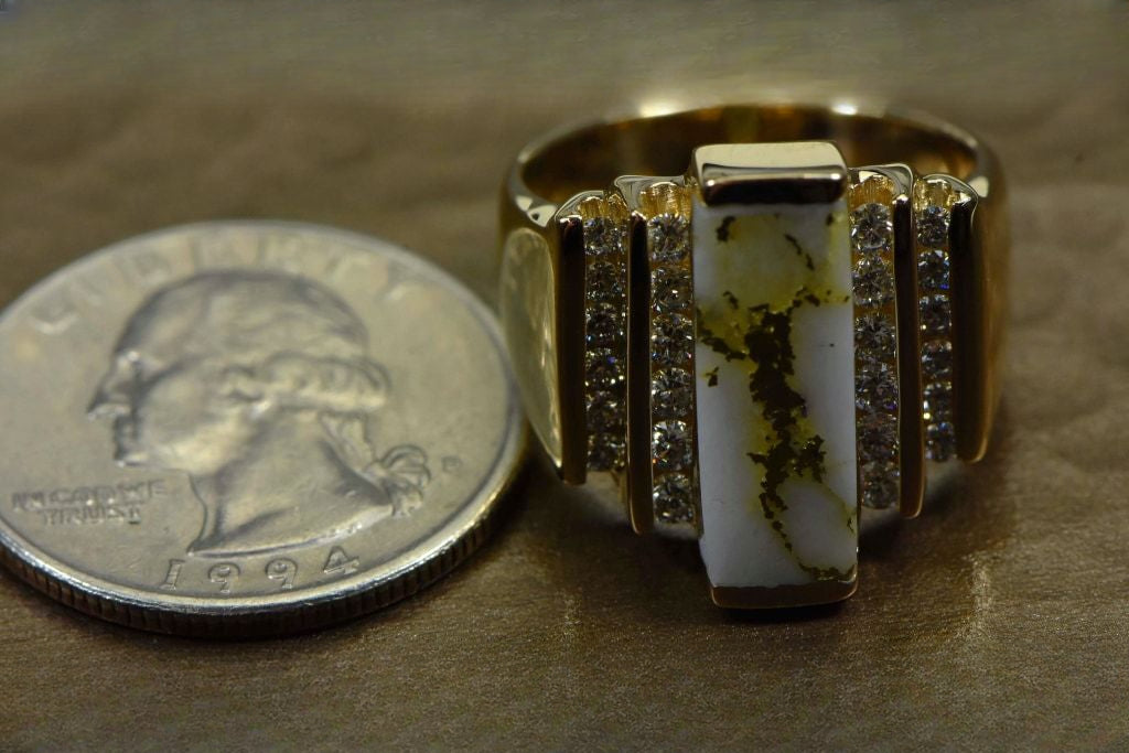 Gold Quartz Ring "Orocal" RL639LD80Q Genuine Hand Crafted Jewelry - 14K Gold Casting