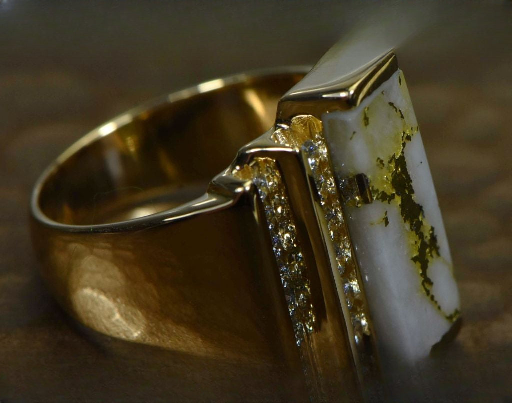 Gold Quartz Ring "Orocal" RL639LD80Q Genuine Hand Crafted Jewelry - 14K Gold Casting