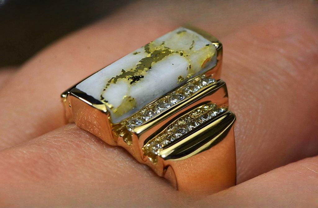 Gold Quartz Ring "Orocal" RL639LD80Q Genuine Hand Crafted Jewelry - 14K Gold Casting