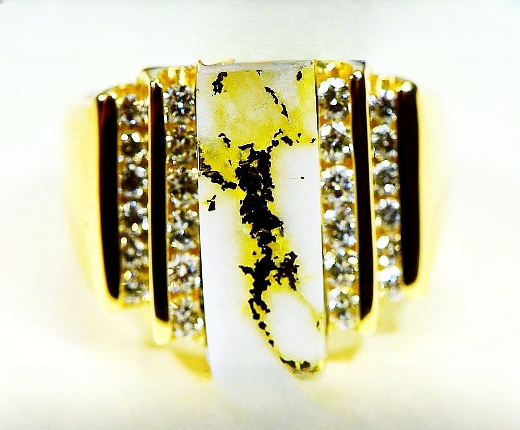 Gold Quartz Ring "Orocal" RL639LD80Q Genuine Hand Crafted Jewelry - 14K Gold Casting