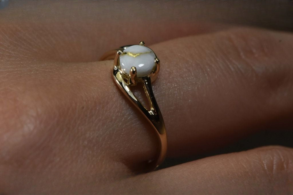 Gold Quartz Ring "Orocal" RL696Q Genuine Hand Crafted Jewelry - 14K Gold Casting