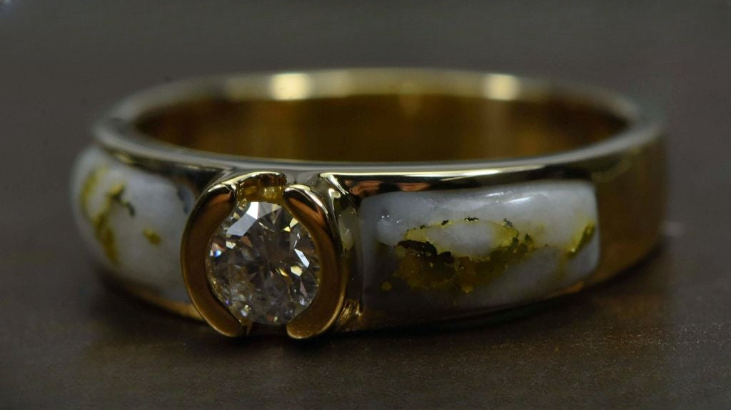 Gold Quartz Ring "Orocal" RL728D33Q Genuine Hand Crafted Jewelry - 14K Gold Casting