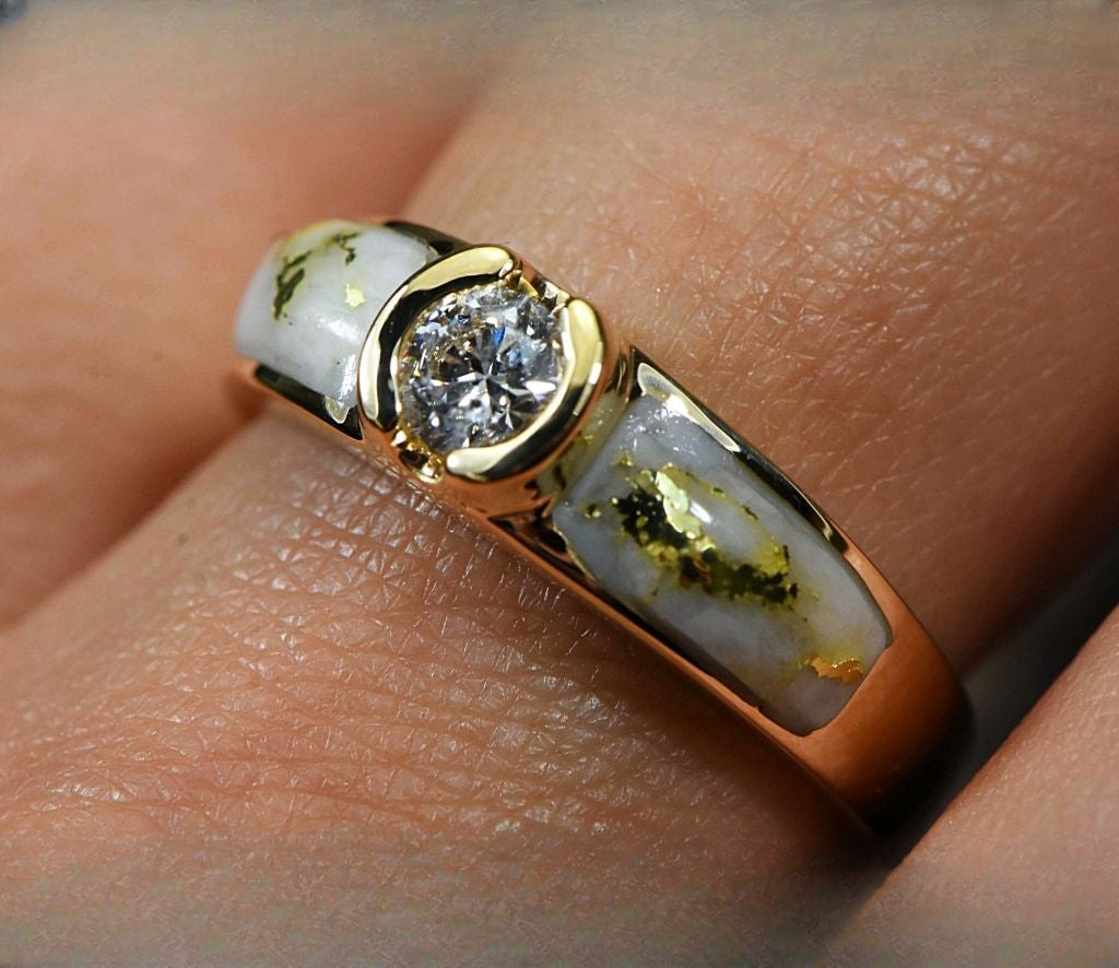 Gold Quartz Ring "Orocal" RL728D33Q Genuine Hand Crafted Jewelry - 14K Gold Casting