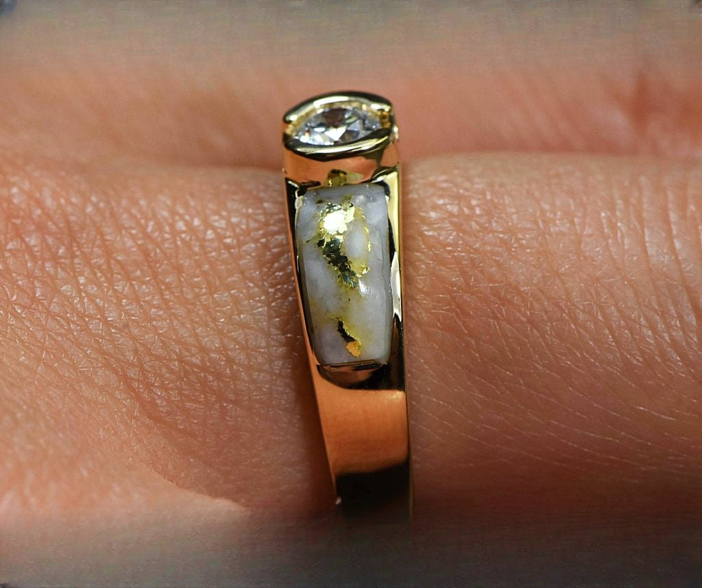 Gold Quartz Ring "Orocal" RL728D33Q Genuine Hand Crafted Jewelry - 14K Gold Casting