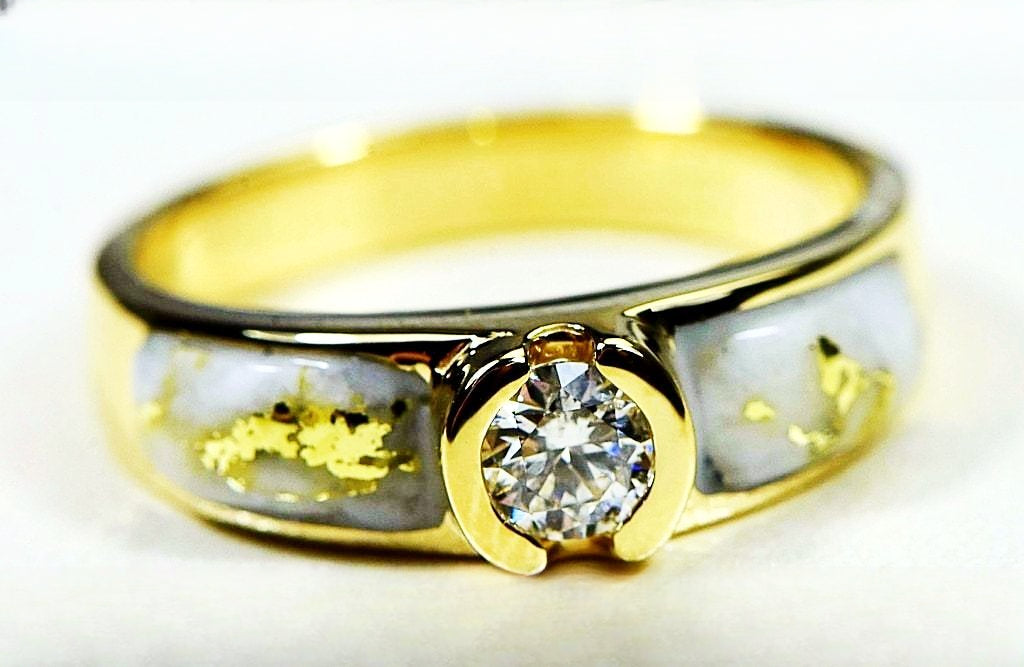 Gold Quartz Ring "Orocal" RL728D33Q Genuine Hand Crafted Jewelry - 14K Gold Casting