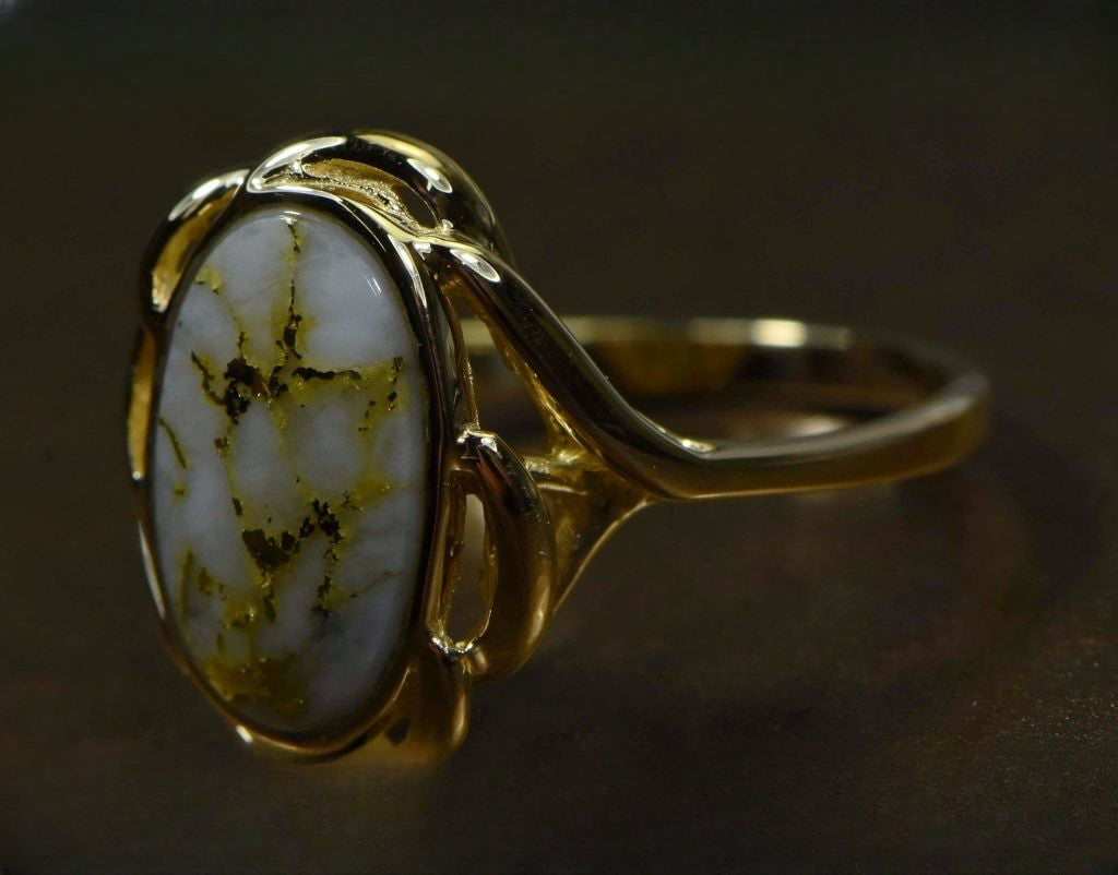 Gold Quartz Ring "Orocal" RL754Q Genuine Hand Crafted Jewelry - 14K Gold Casting
