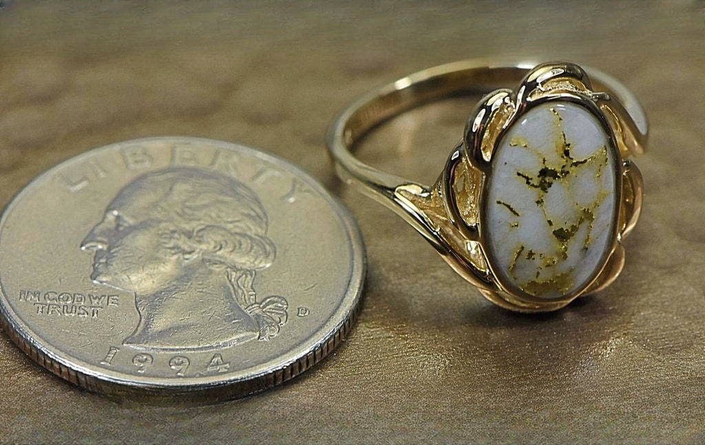 Gold Quartz Ring "Orocal" RL754Q Genuine Hand Crafted Jewelry - 14K Gold Casting