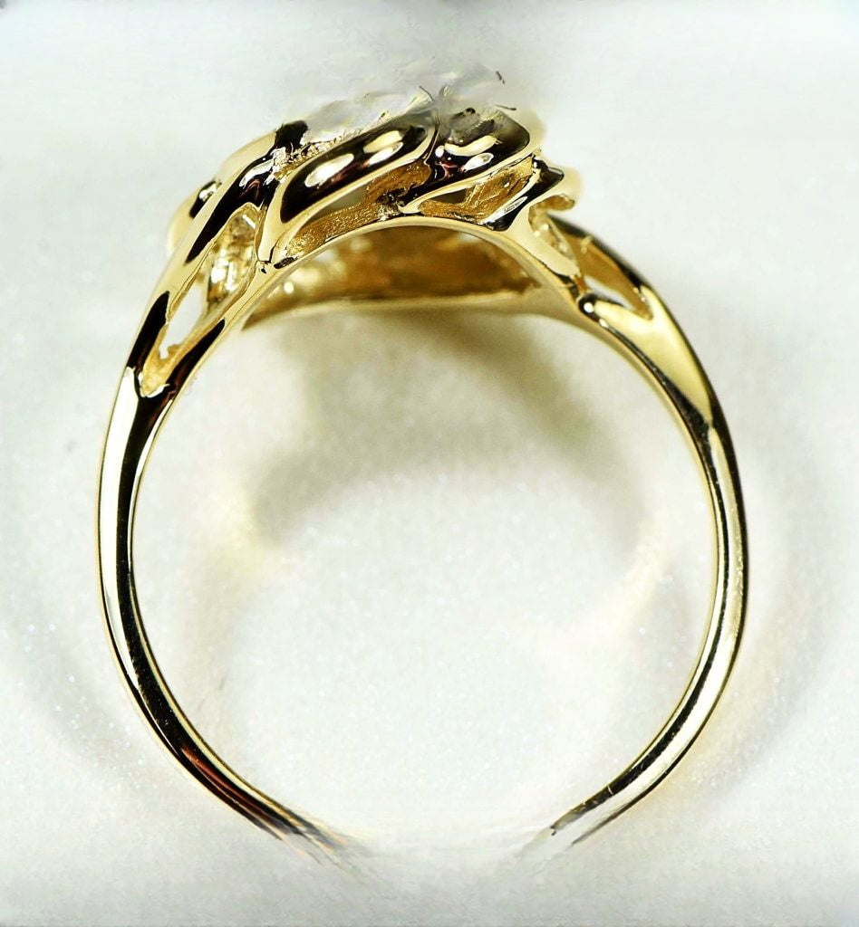 Gold Quartz Ring "Orocal" RL754Q Genuine Hand Crafted Jewelry - 14K Gold Casting