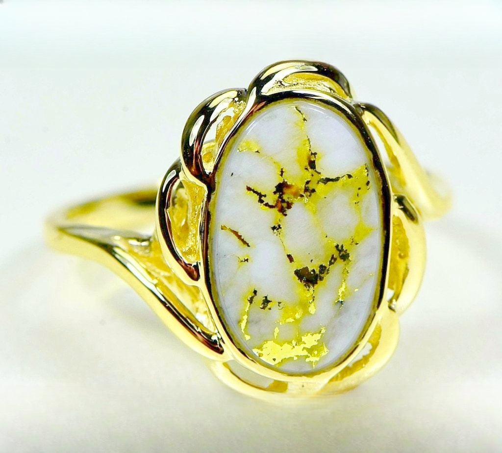 Gold Quartz Ring "Orocal" RL754Q Genuine Hand Crafted Jewelry - 14K Gold Casting