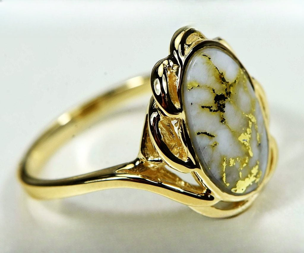 Gold Quartz Ring "Orocal" RL754Q Genuine Hand Crafted Jewelry - 14K Gold Casting