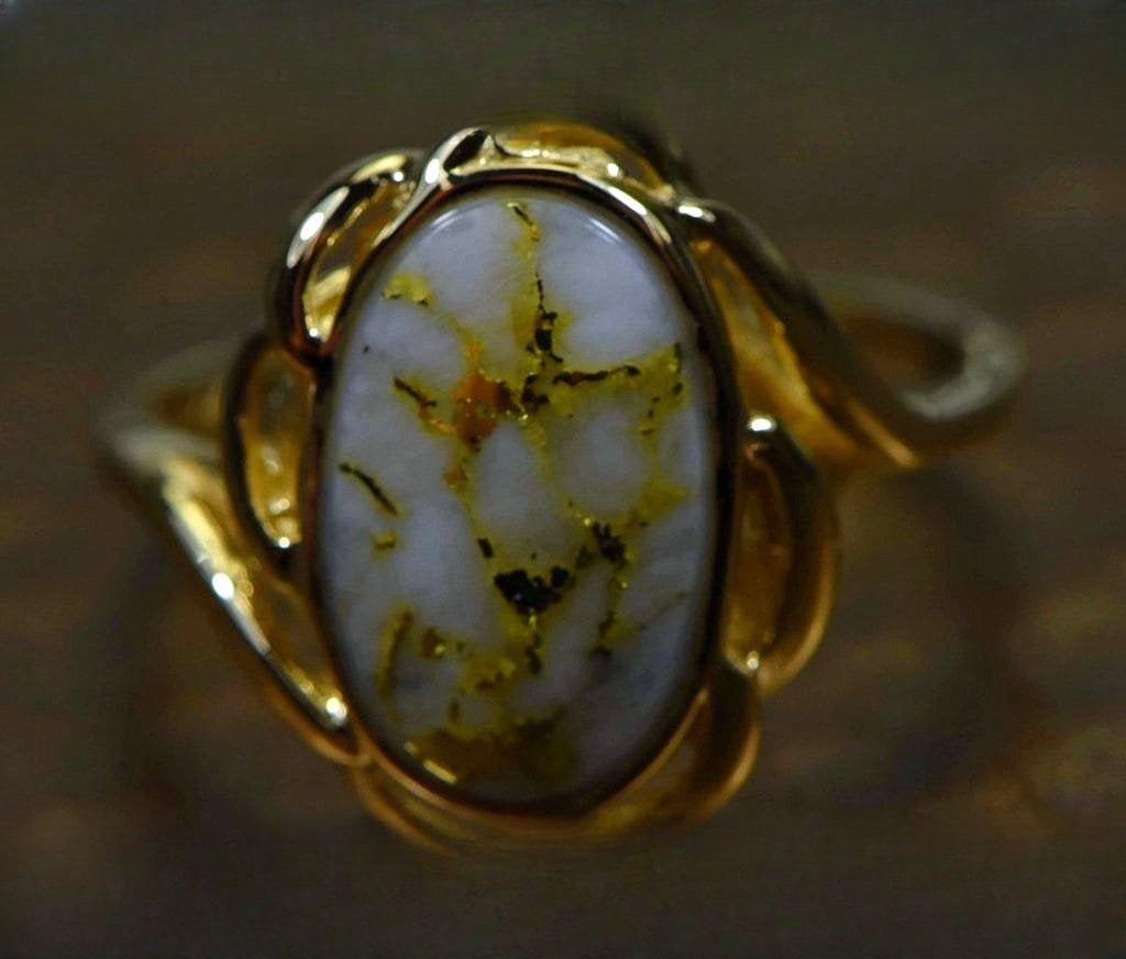 Gold Quartz Ring "Orocal" RL754Q Genuine Hand Crafted Jewelry - 14K Gold Casting