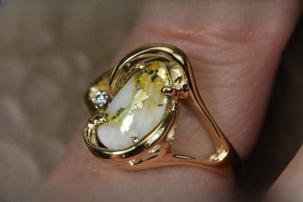 Gold Quartz Ring "Orocal" RL784SDQ Genuine Hand Crafted Jewelry - 14K Gold Casting