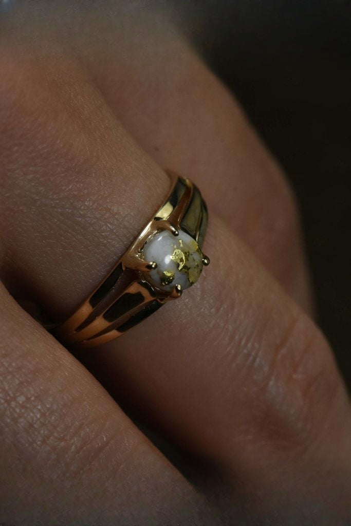 Gold Quartz Ring "Orocal" RL787Q Genuine Hand Crafted Jewelry - 14K Gold Casting