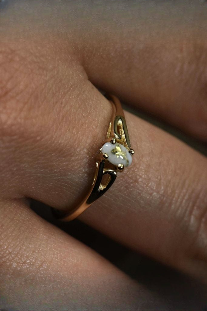 Gold Quartz Ring "Orocal" RL788Q Genuine Hand Crafted Jewelry - 14K Gold Casting