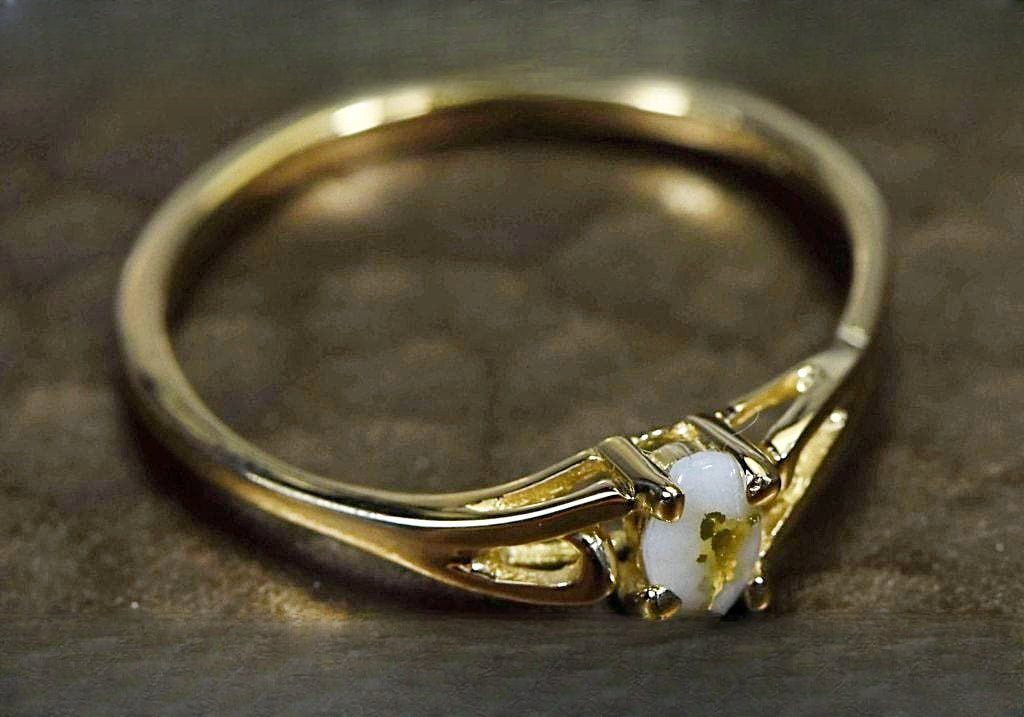 Gold Quartz Ring "Orocal" RL788Q Genuine Hand Crafted Jewelry - 14K Gold Casting