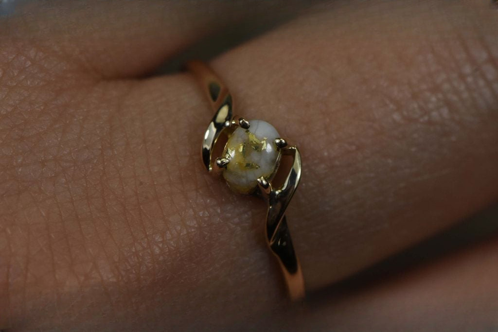 Gold Quartz Ring "Orocal" RL789Q Genuine Hand Crafted Jewelry - 14K Gold Casting