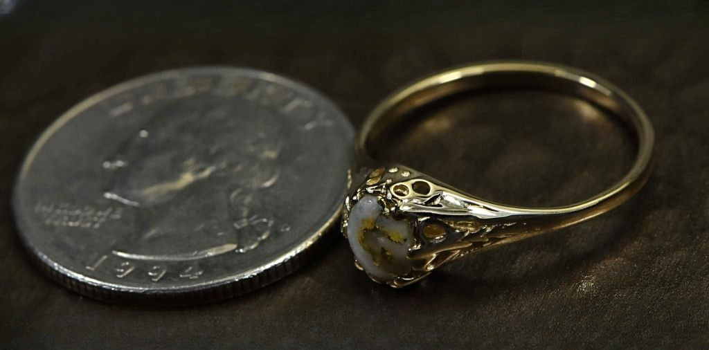 Gold Quartz Ring "Orocal" RL790Q Genuine Hand Crafted Jewelry - 14K Gold Casting