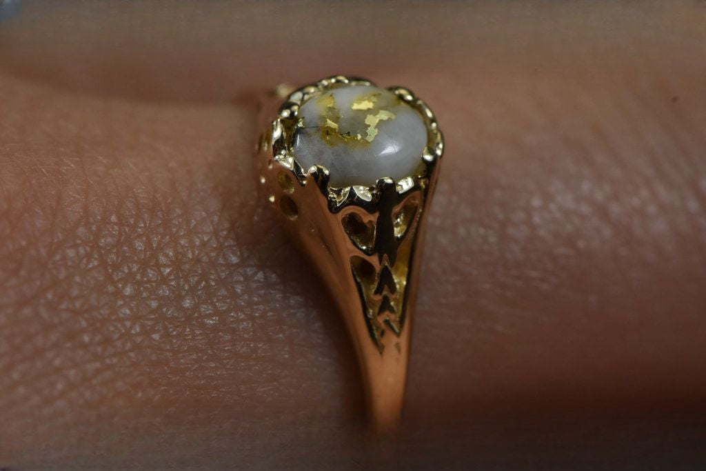 Gold Quartz Ring "Orocal" RL790Q Genuine Hand Crafted Jewelry - 14K Gold Casting
