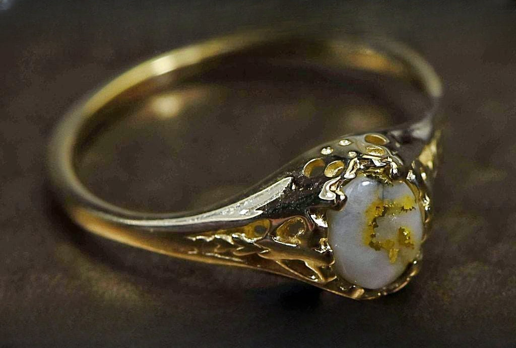 Gold Quartz Ring "Orocal" RL790Q Genuine Hand Crafted Jewelry - 14K Gold Casting