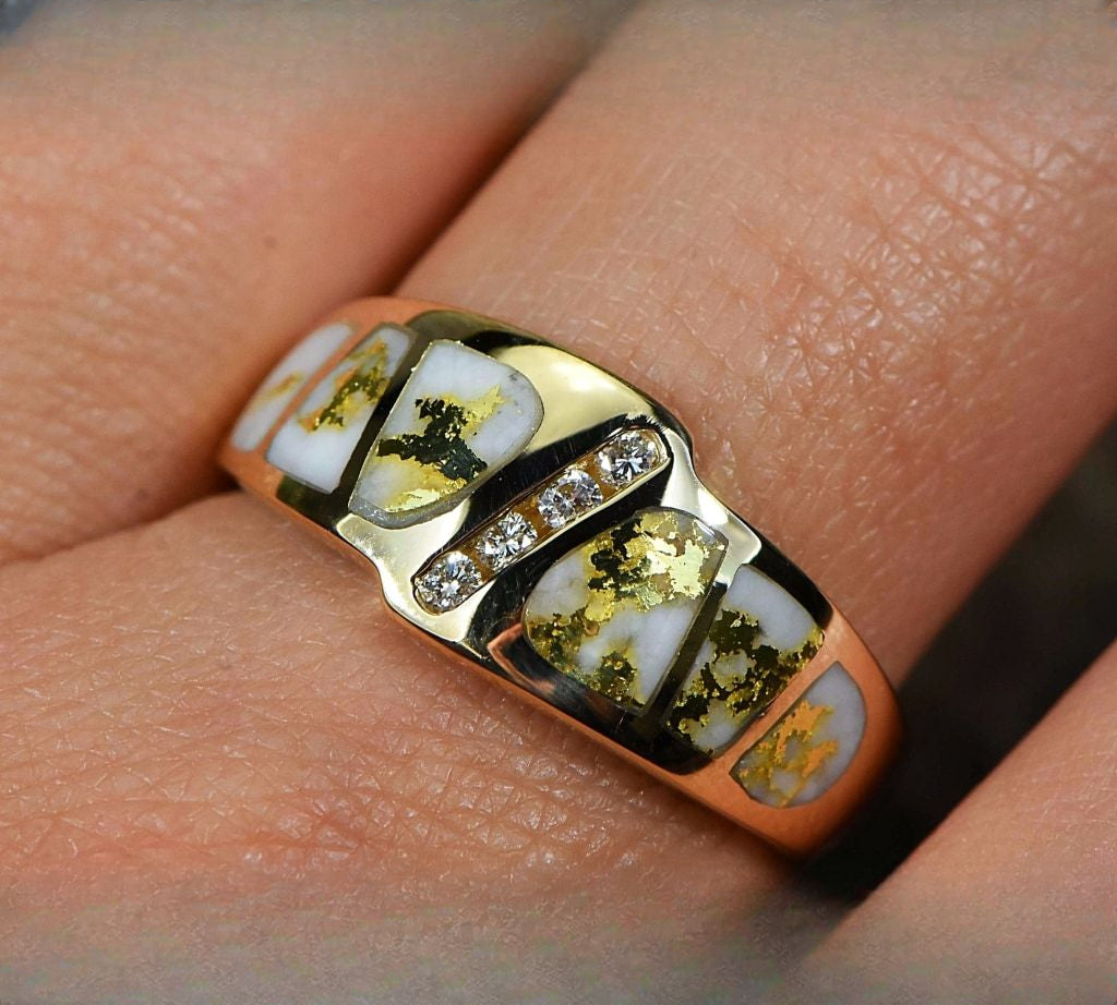 Gold Quartz Ring "Orocal" RL882D8Q Genuine Hand Crafted Jewelry - 14K Gold Casting