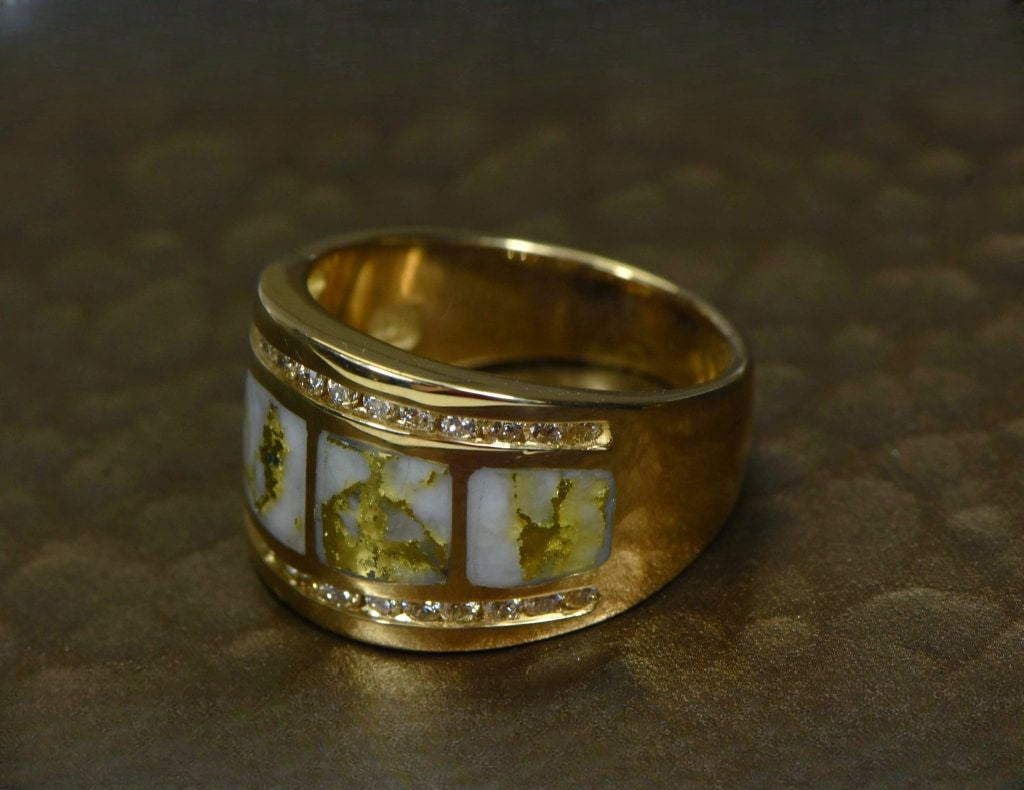Gold Quartz Ring "Orocal" RL892D60Q Genuine Hand Crafted Jewelry - 14K Gold Casting
