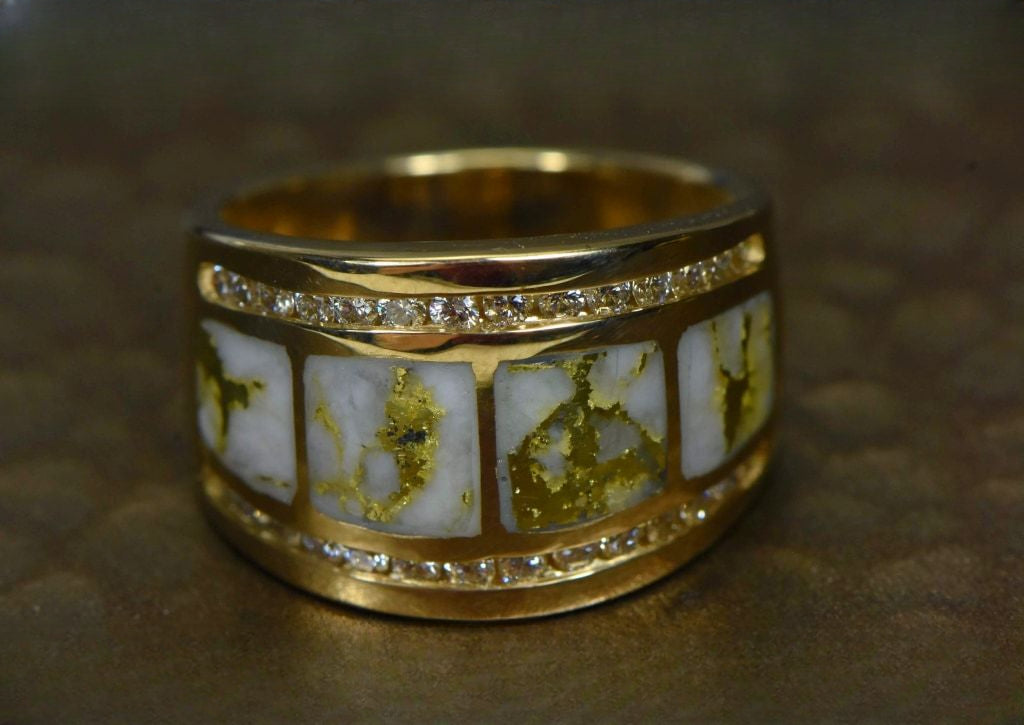 Gold Quartz Ring "Orocal" RL892D60Q Genuine Hand Crafted Jewelry - 14K Gold Casting