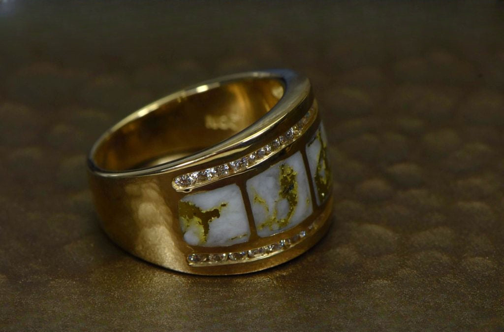 Gold Quartz Ring "Orocal" RL892D60Q Genuine Hand Crafted Jewelry - 14K Gold Casting