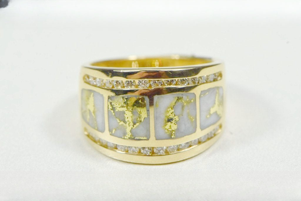 Gold Quartz Ring "Orocal" RL892D60Q Genuine Hand Crafted Jewelry - 14K Gold Casting