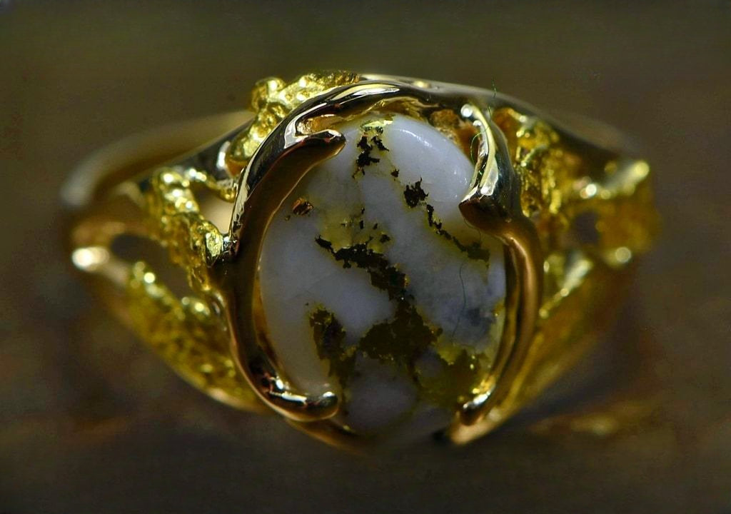 Gold Quartz Ring "Orocal" RL958Q Genuine Hand Crafted Jewelry - 14K Gold Casting