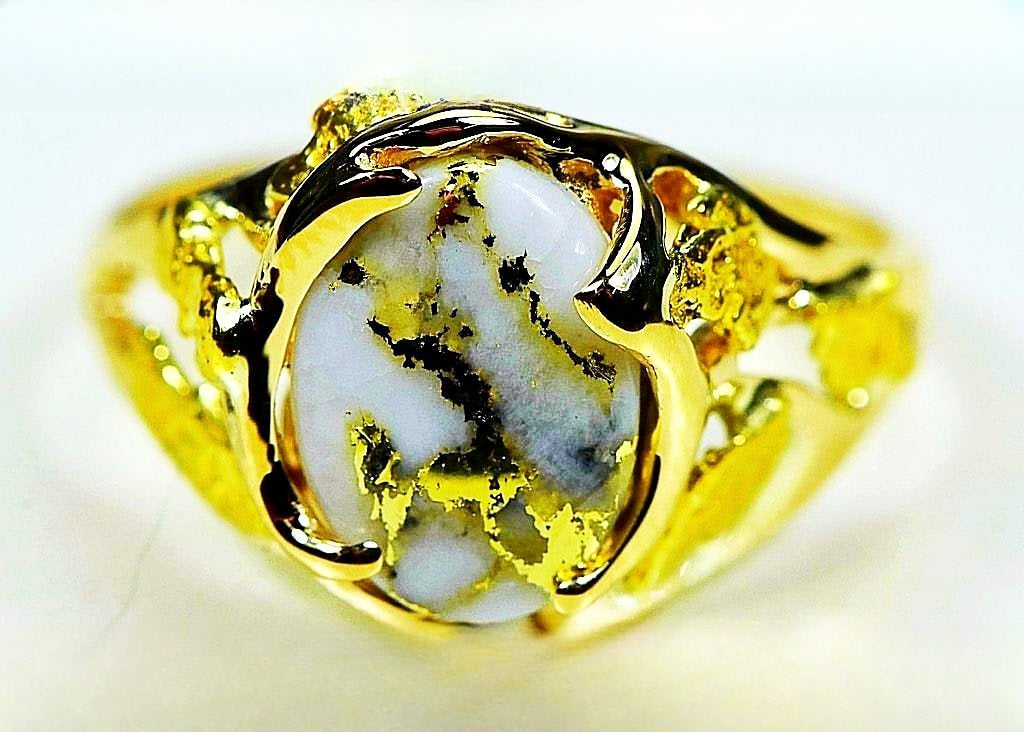 Gold Quartz Ring "Orocal" RL958Q Genuine Hand Crafted Jewelry - 14K Gold Casting