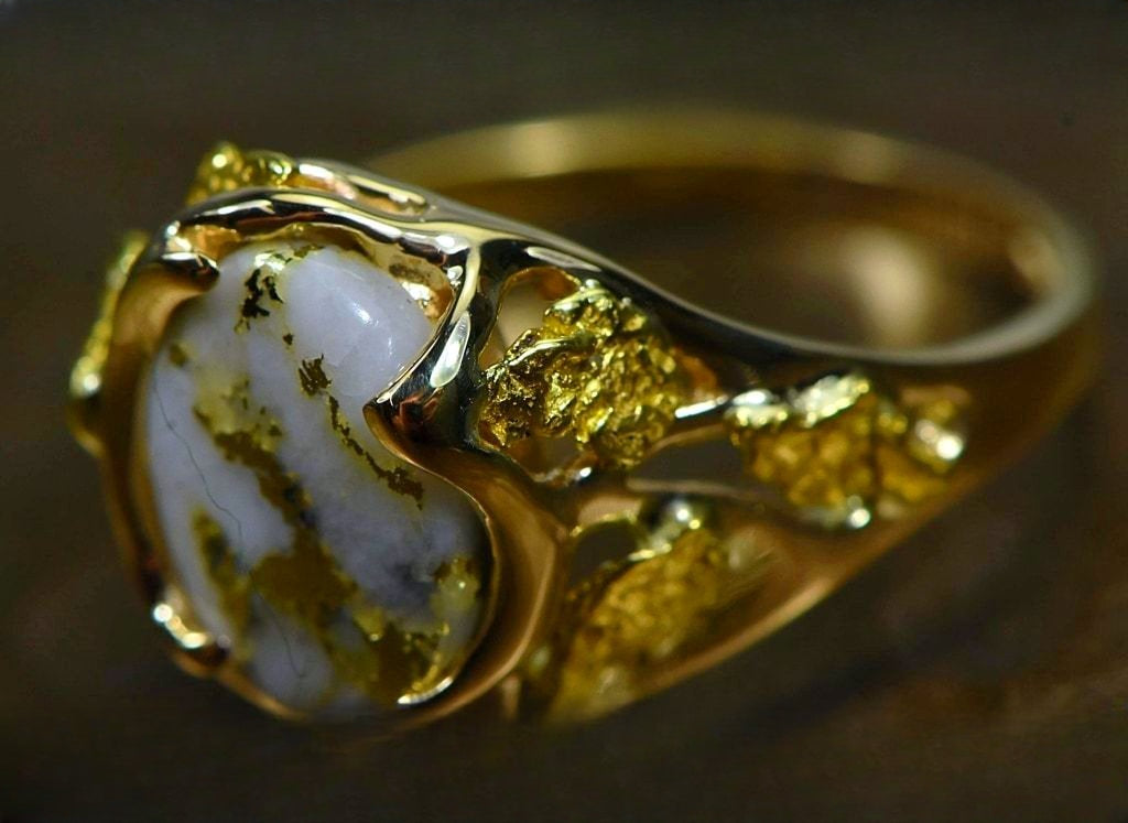Gold Quartz Ring "Orocal" RL958Q Genuine Hand Crafted Jewelry - 14K Gold Casting