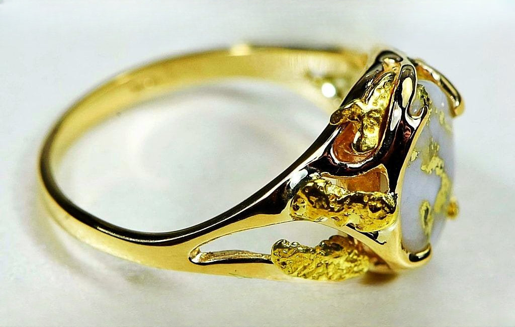 Gold Quartz Ring "Orocal" RL958Q Genuine Hand Crafted Jewelry - 14K Gold Casting