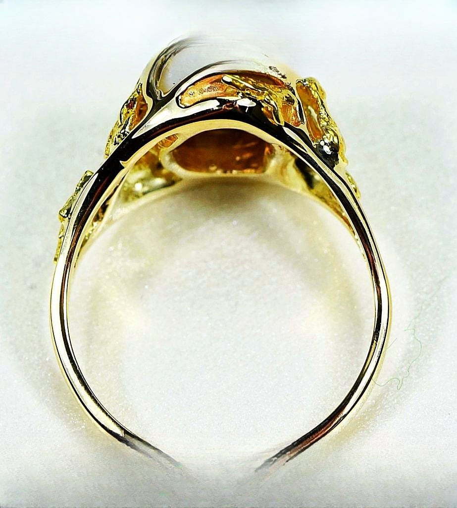Gold Quartz Ring "Orocal" RL958Q Genuine Hand Crafted Jewelry - 14K Gold Casting