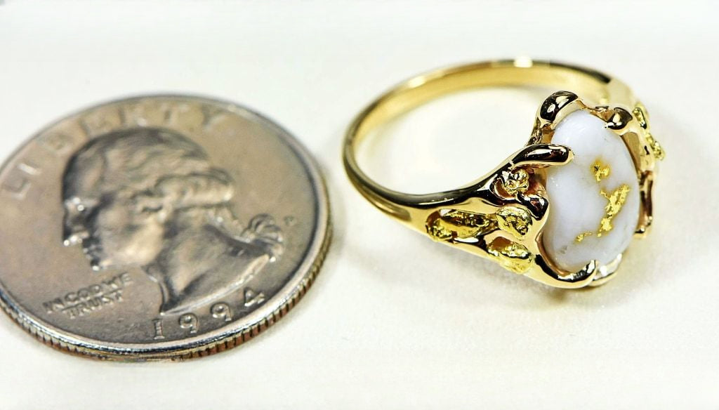 Gold Quartz Ring "Orocal" RL964Q Genuine Hand Crafted Jewelry - 14K Gold Casting