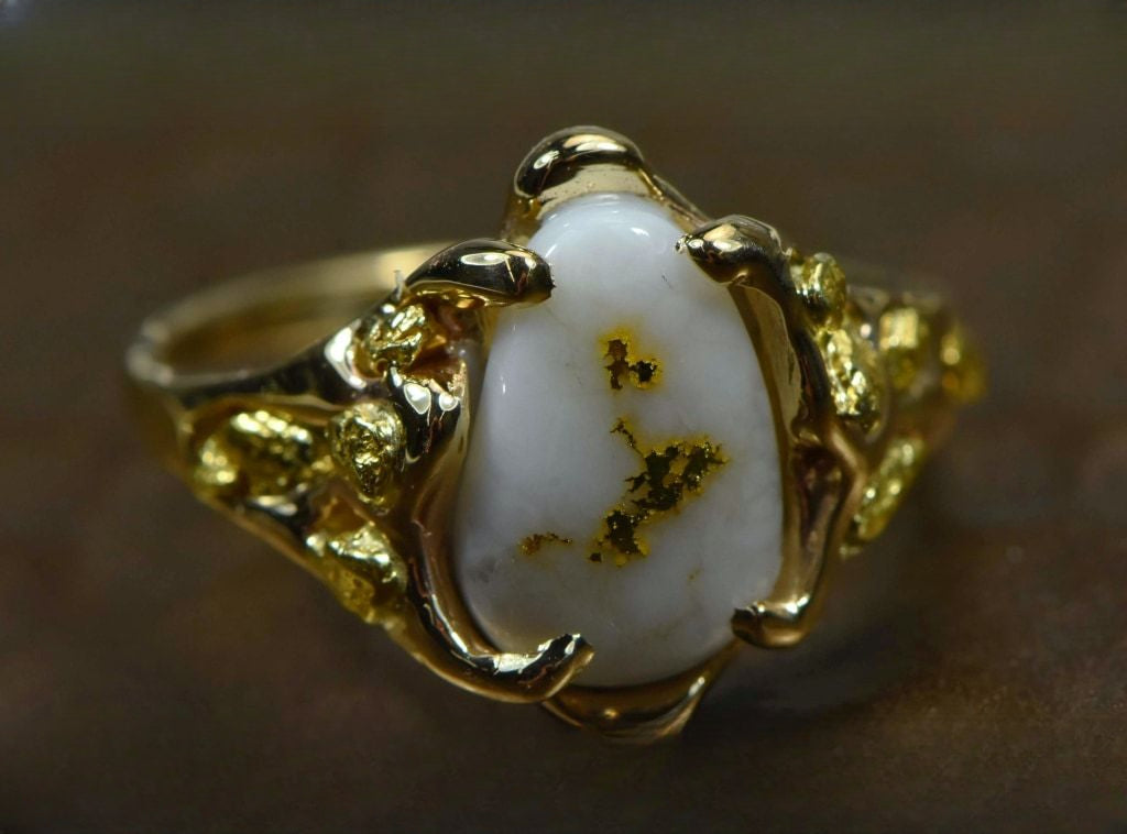Gold Quartz Ring "Orocal" RL964Q Genuine Hand Crafted Jewelry - 14K Gold Casting