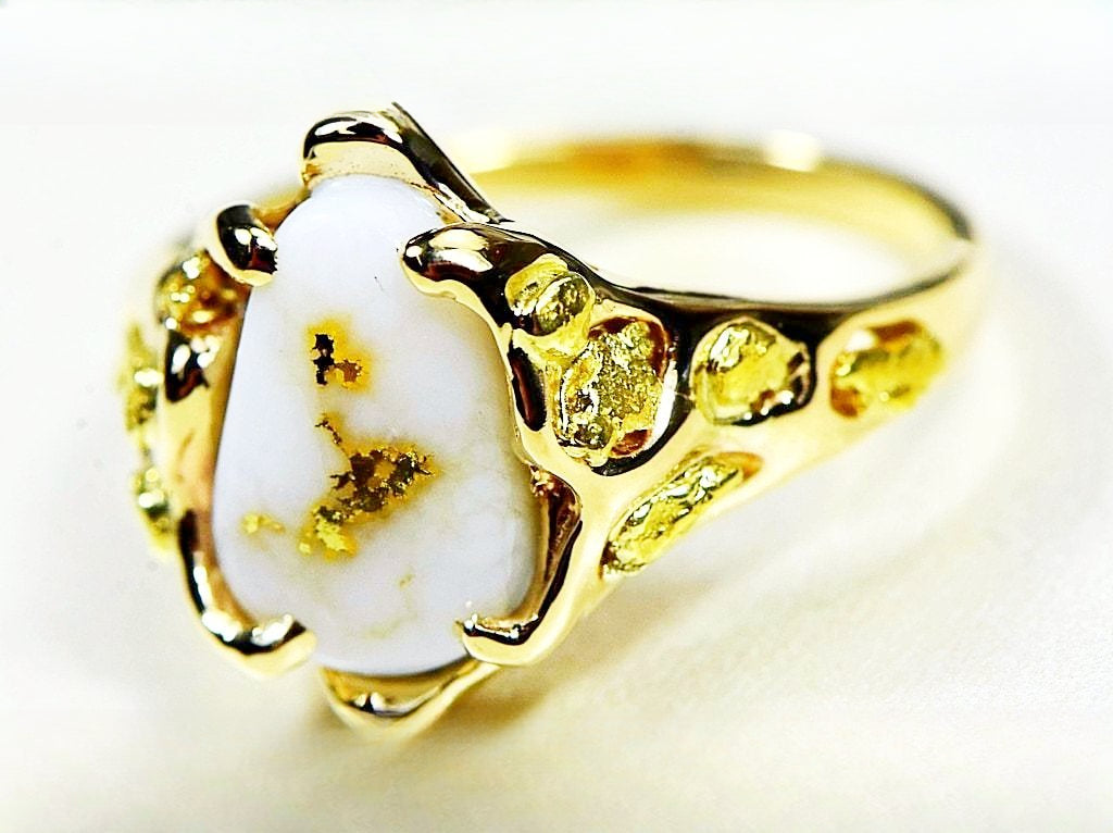 Gold Quartz Ring "Orocal" RL964Q Genuine Hand Crafted Jewelry - 14K Gold Casting