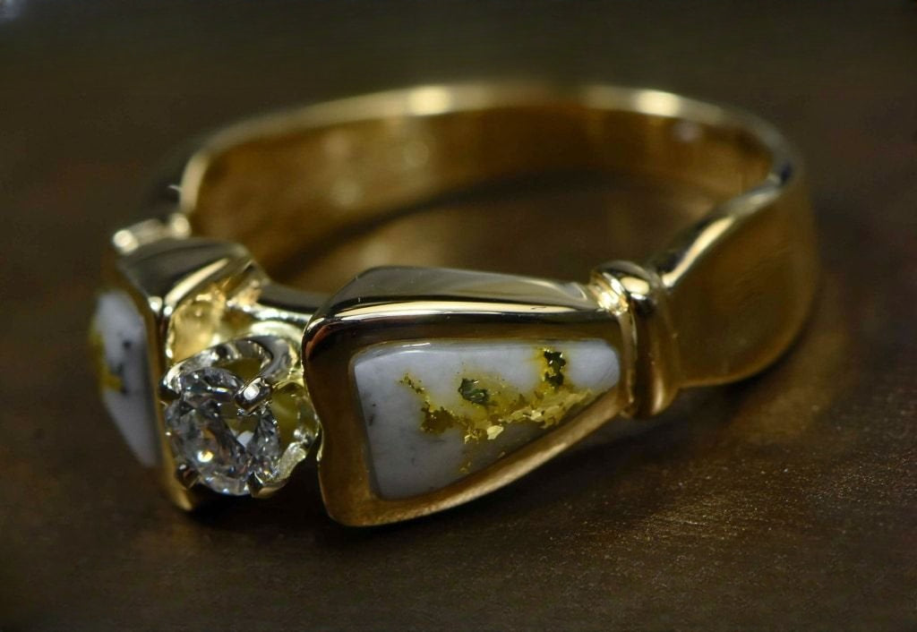 Gold Quartz Ring "Orocal" RL988DQE Genuine Hand Crafted Jewelry - 14K Gold Casting