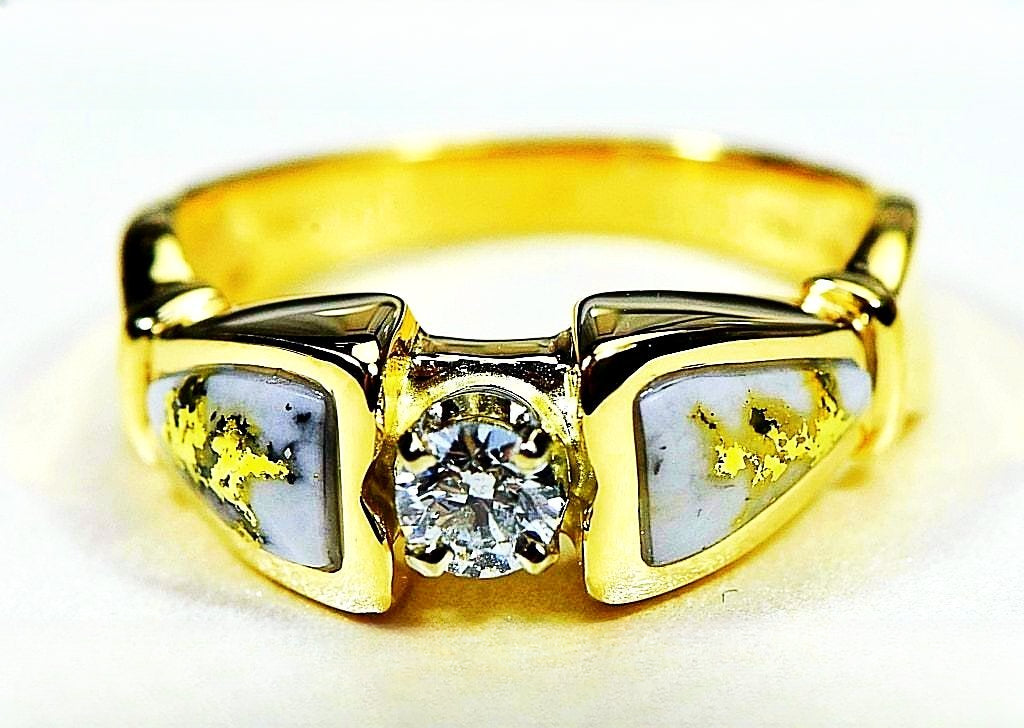 Gold Quartz Ring "Orocal" RL988DQE Genuine Hand Crafted Jewelry - 14K Gold Casting