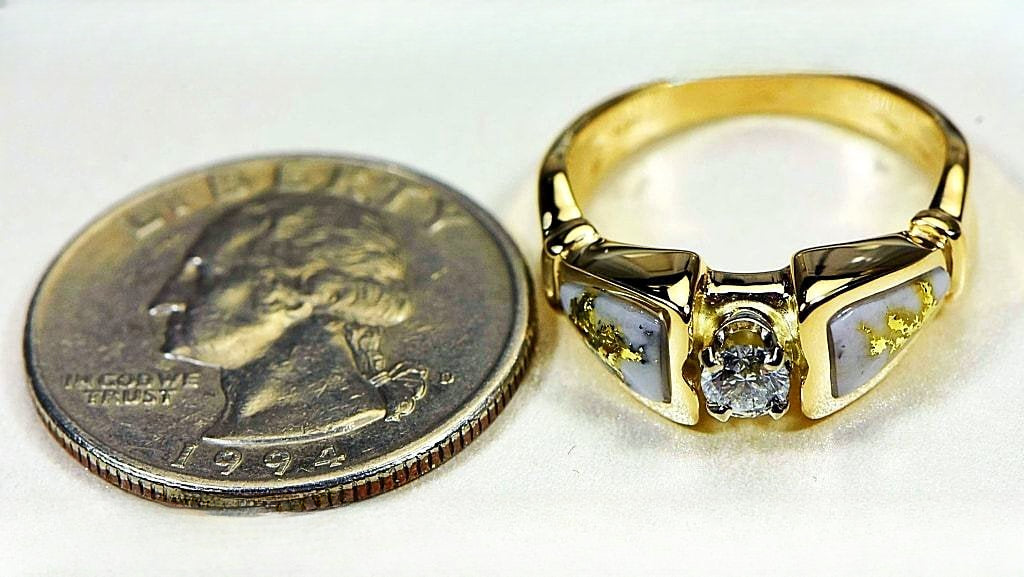 Gold Quartz Ring "Orocal" RL988DQE Genuine Hand Crafted Jewelry - 14K Gold Casting