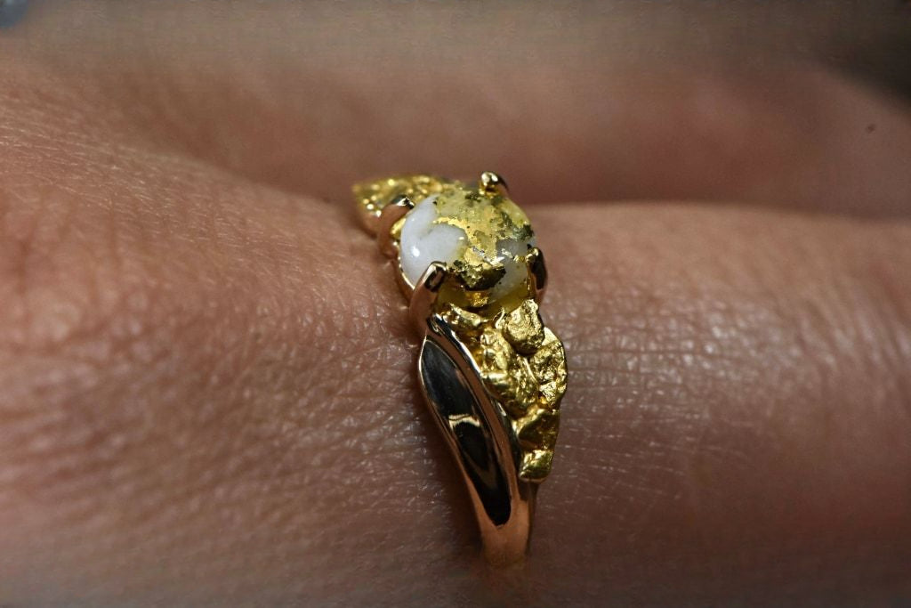 Gold Quartz Ring "Orocal" RLDL14Q6MM Genuine Hand Crafted Jewelry - 14K Gold Casting