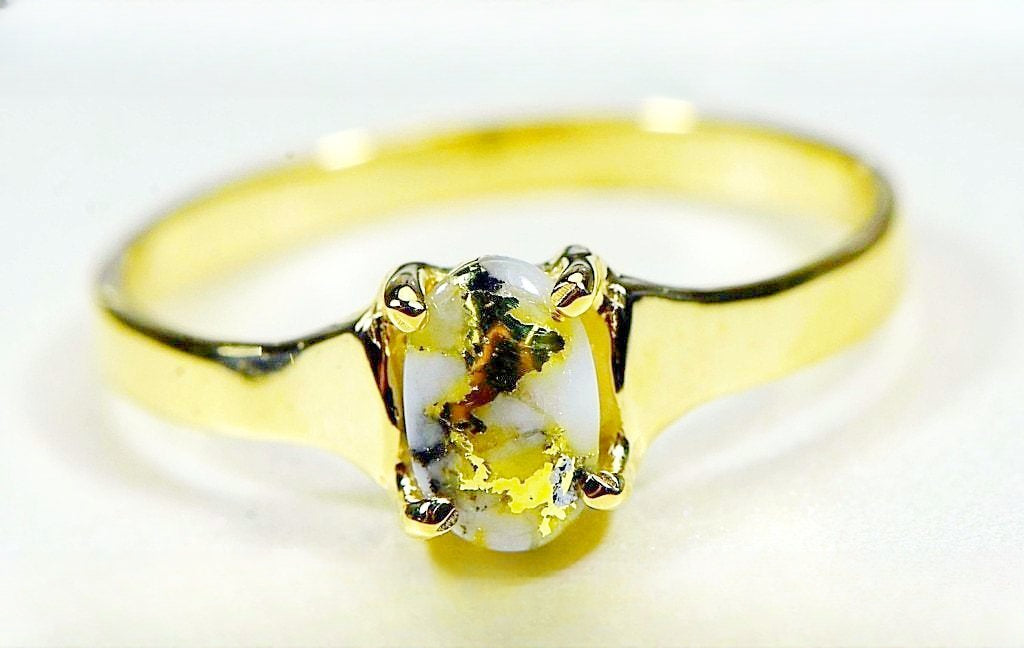 Gold Quartz Ring "Orocal" RLDL19Q7*5 Genuine Hand Crafted Jewelry - 14K Gold Casting