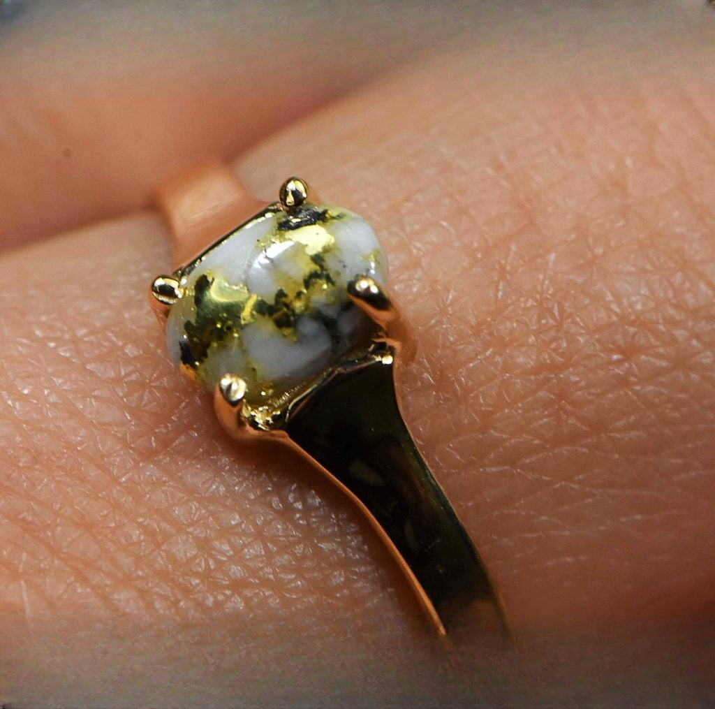 Gold Quartz Ring "Orocal" RLDL19Q7*5 Genuine Hand Crafted Jewelry - 14K Gold Casting