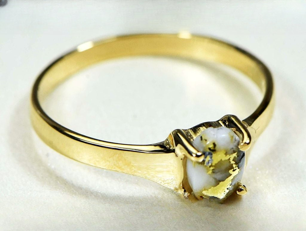 Gold Quartz Ring "Orocal" RLDL19Q7*5 Genuine Hand Crafted Jewelry - 14K Gold Casting