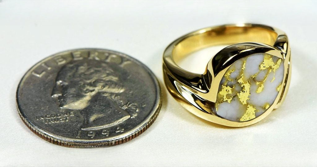 Gold Quartz Ring "Orocal" RLDL90D12Q Genuine Hand Crafted Jewelry - 14K Gold Casting