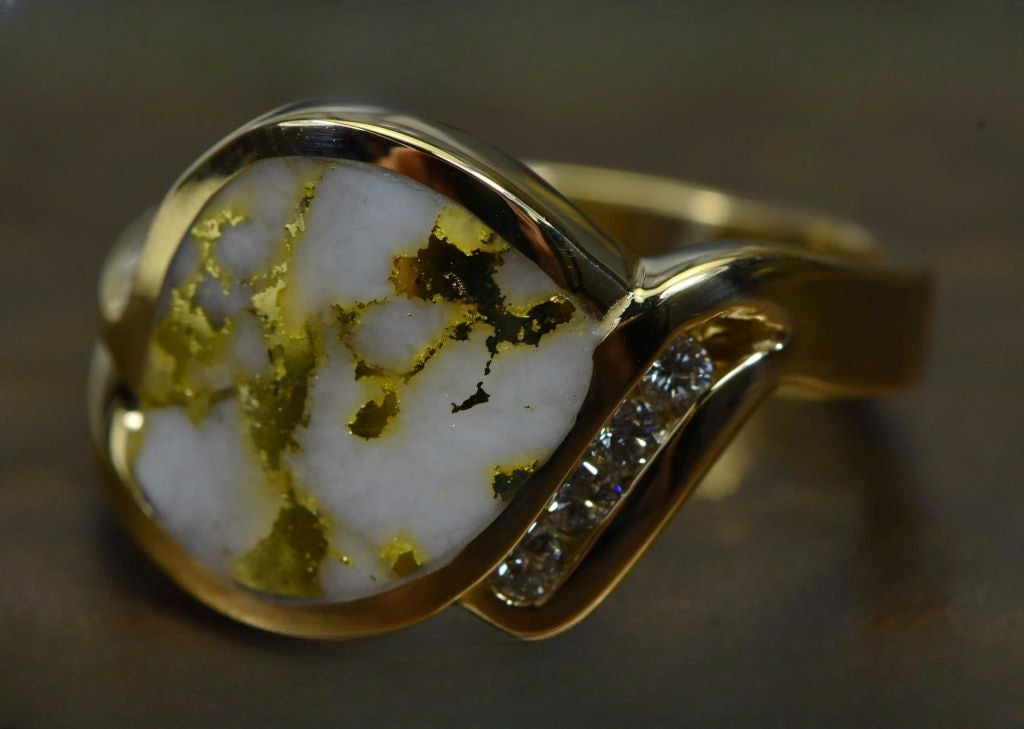 Gold Quartz Ring "Orocal" RLDL90D12Q Genuine Hand Crafted Jewelry - 14K Gold Casting