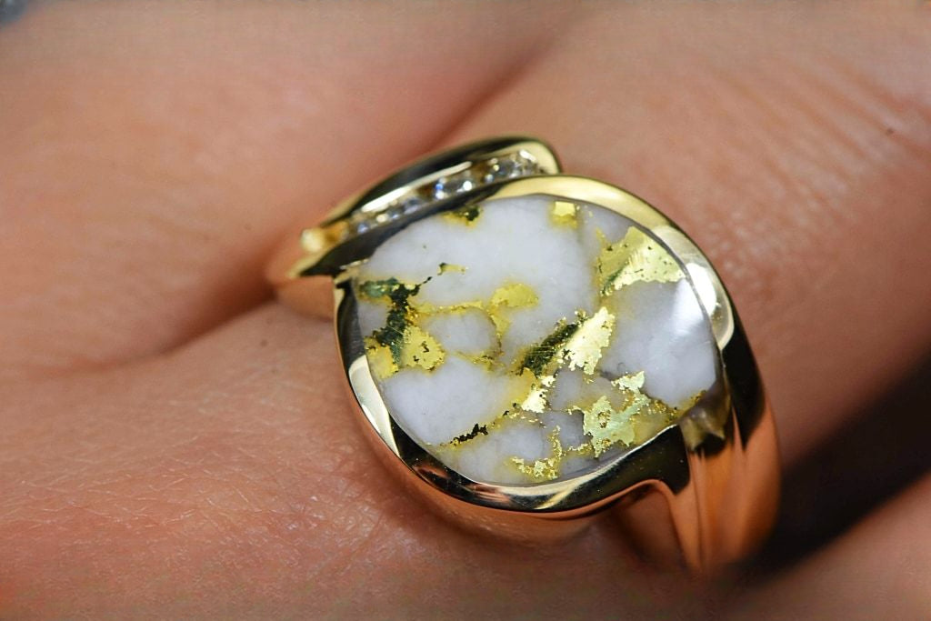 Gold Quartz Ring "Orocal" RLDL90D12Q Genuine Hand Crafted Jewelry - 14K Gold Casting