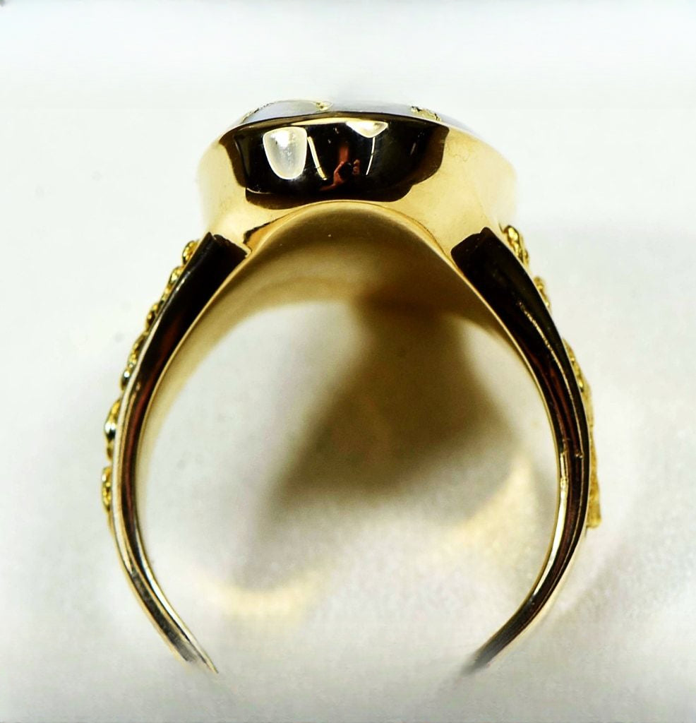 Gold Quartz Ring "Orocal" RLEA2Q Genuine Hand Crafted Jewelry - 14K Gold Casting