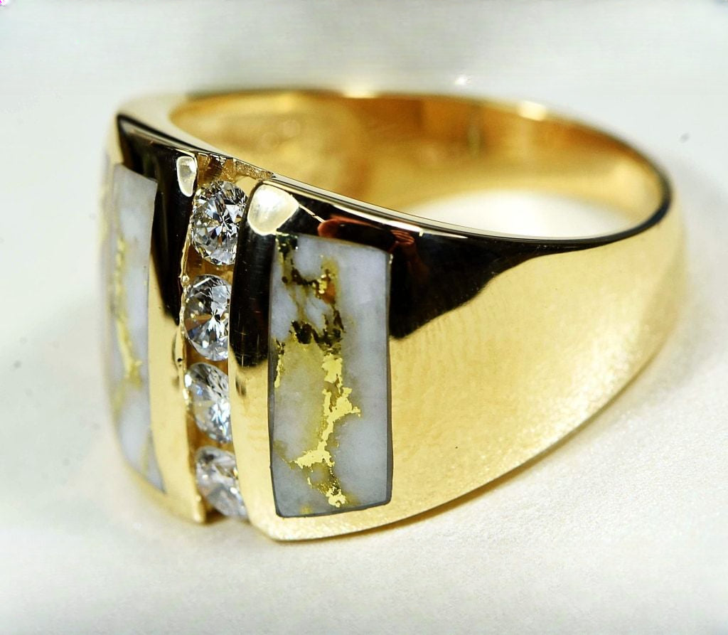 Gold Quartz Ring "Orocal" RLJ500DQ Genuine Hand Crafted Jewelry - 14K Gold Casting